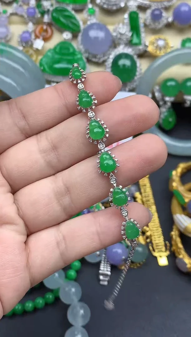 18K金镶嵌手链翡翠530-春日珠宝