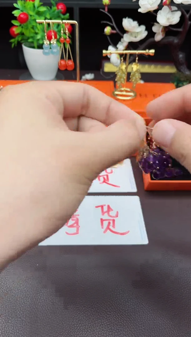 紫晶耳饰银S925镶嵌439000