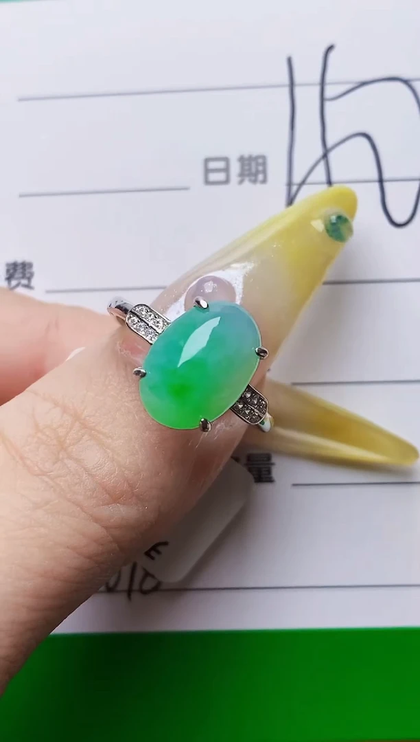 银S925镶嵌戒指翡翠3098