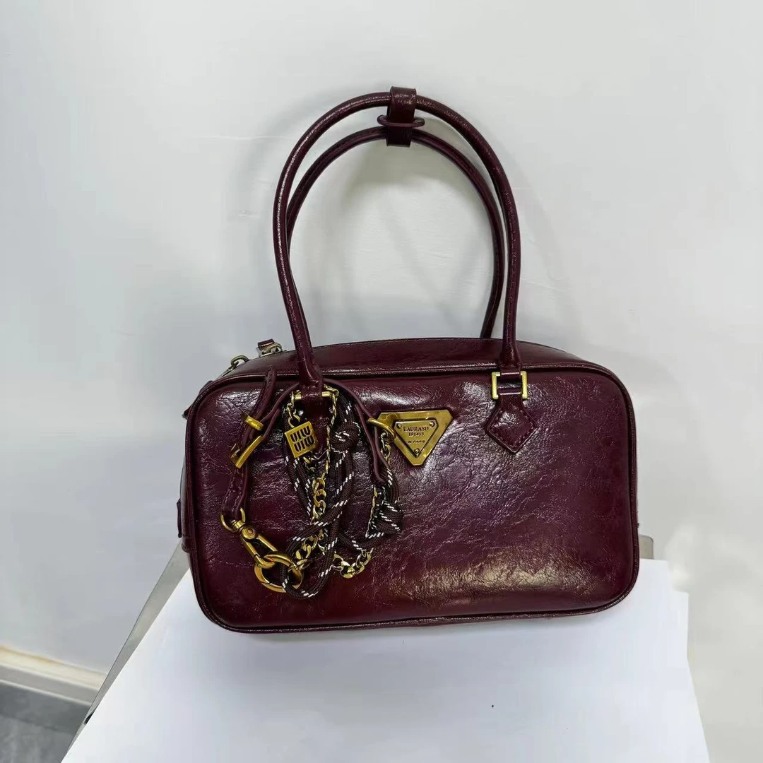 【南沙瑞熙】SD-3689-复古酒红25*7*15轻奢时尚女士新款手提斜挎