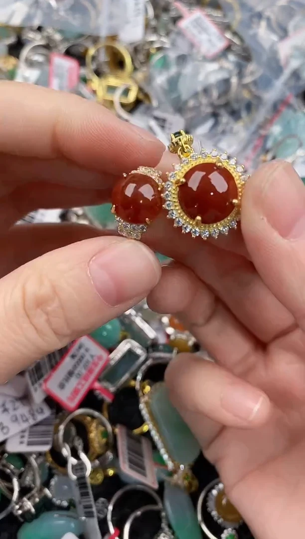 银S925镶嵌戒指翡翠444              2