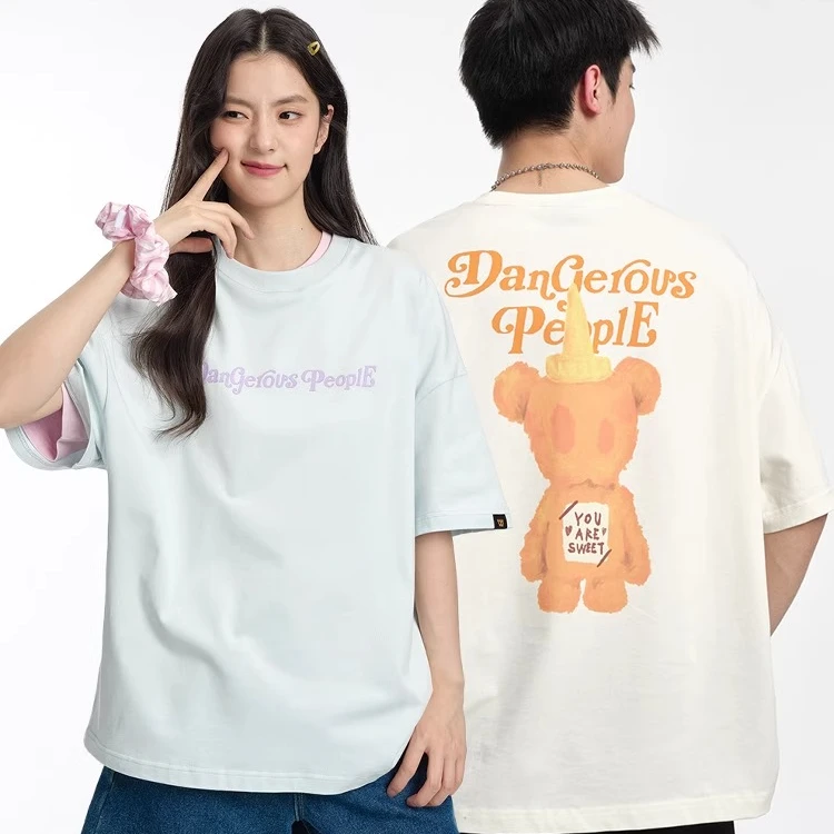 Dangerouspeople薛之谦dsp可爱蜂蜜小熊T恤夏季情侣百搭宽松短袖