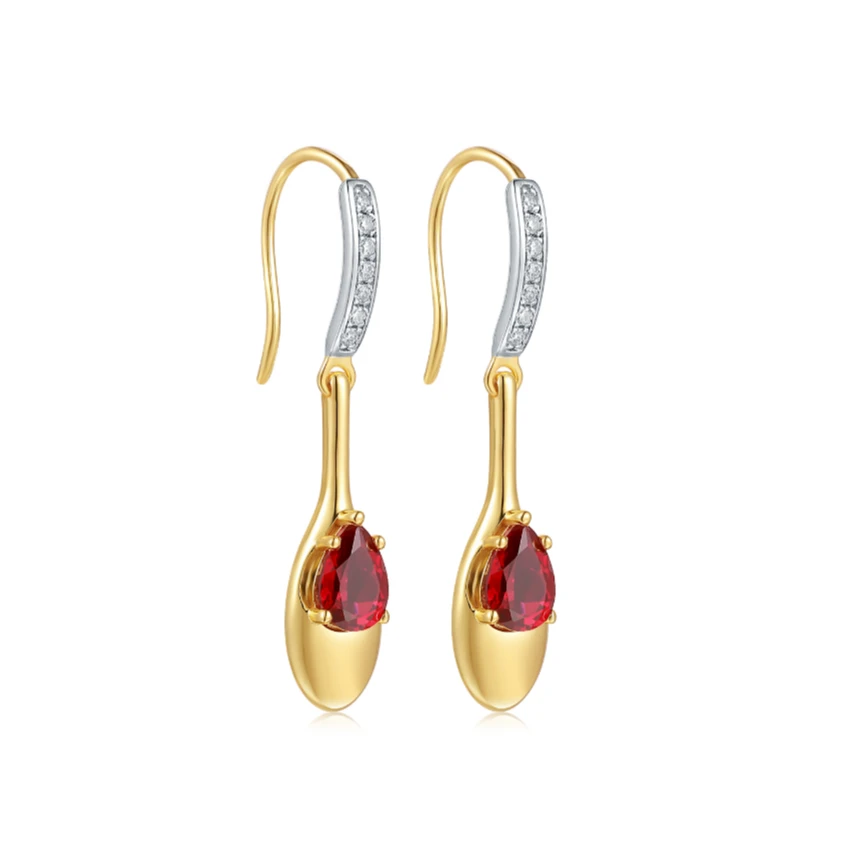 培育红宝石【孤品】银S925红宝石耳饰0.9ct*2左右 JSWL112908