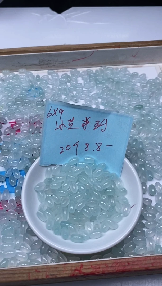 玛瑙/玉髓散珠未镶嵌B25 冰晴米珠6*9mm20个8.8元