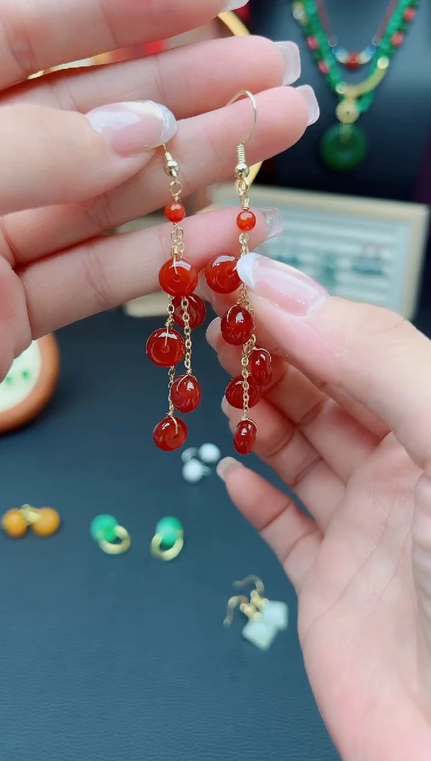 玛瑙/玉髓耳饰银S925镶嵌331