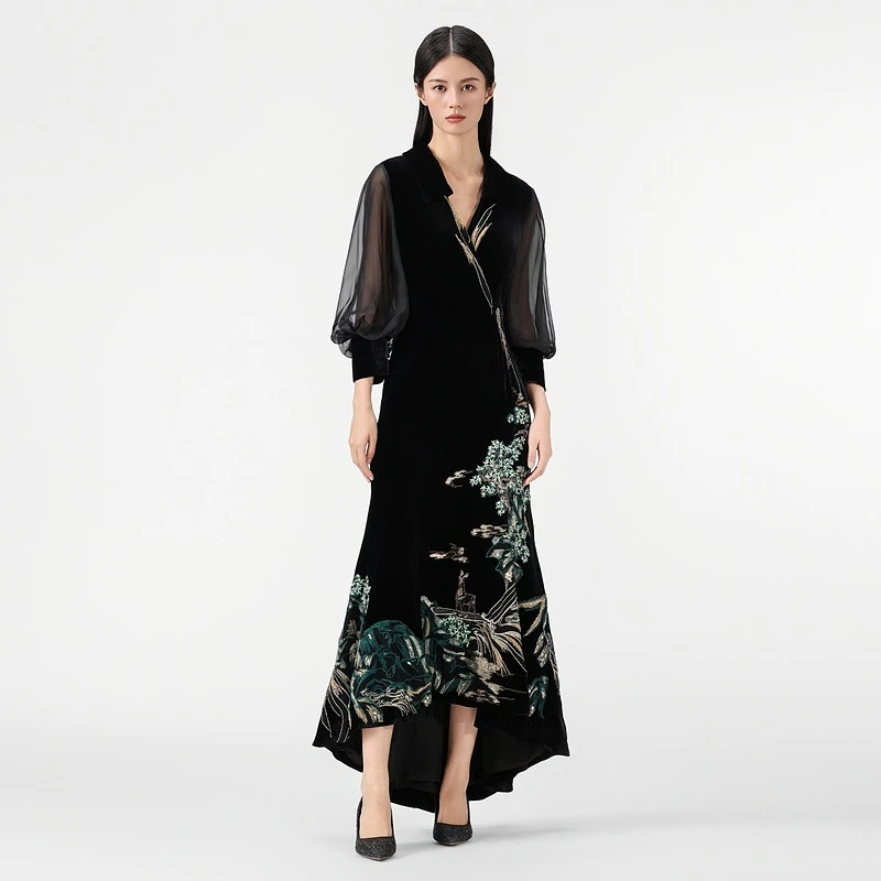 SUSSI/古色丝绒X型拖地款大礼服