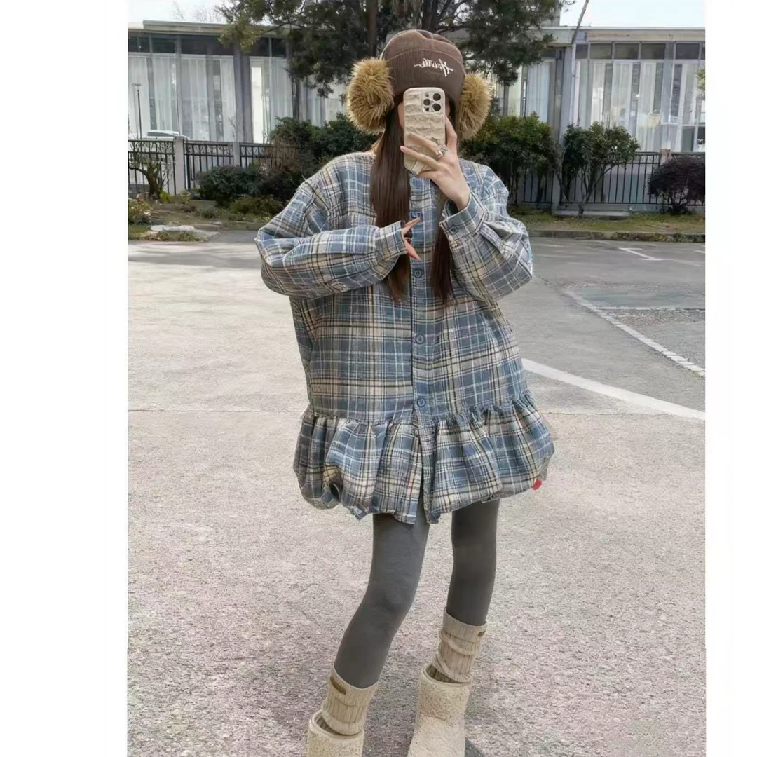 大码女装「海盐甜心」冬季韩系减龄宽松加厚保暖棉服裙外套md2675