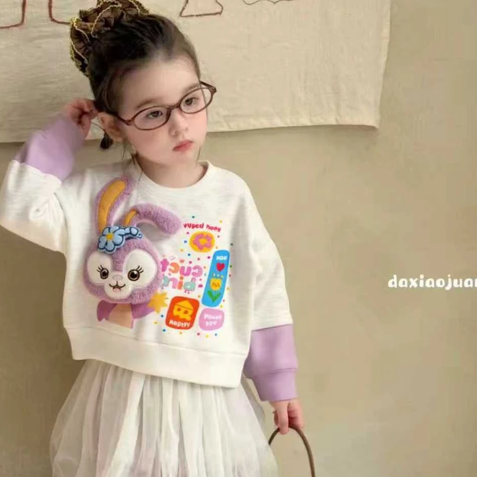 儿童秋冬季2025新款休闲风甜美女宝儿长袖T恤立体玩偶圆领卫衣