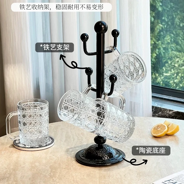 满氛法式复古风杯子置物架客厅桌面轻奢水杯倒挂沥水收纳杯架子