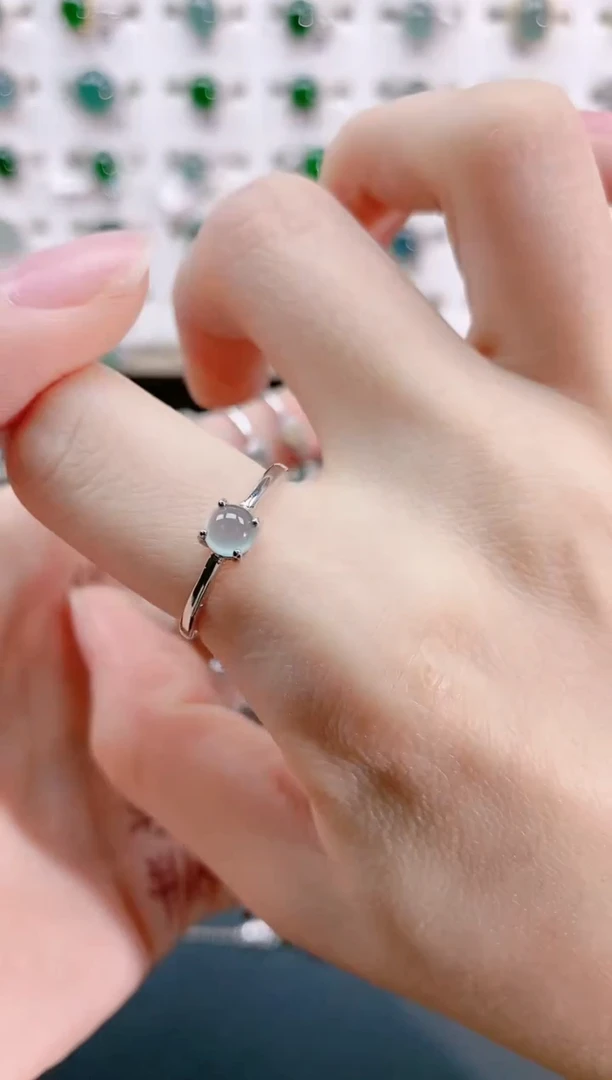 【闪购商品】翡翠戒指银S925镶嵌天然翡翠