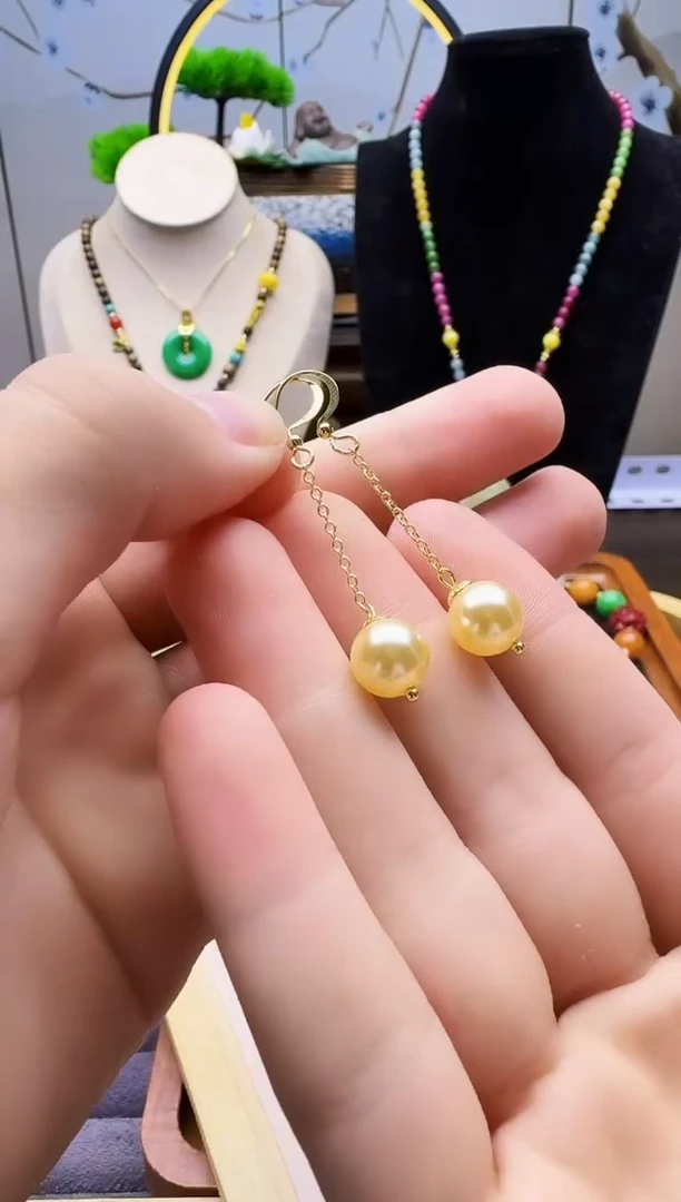 14K金镶嵌淡水珍珠耳饰E125