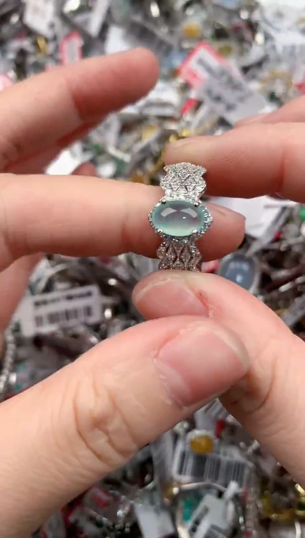 银S925镶嵌戒指翡翠555       7