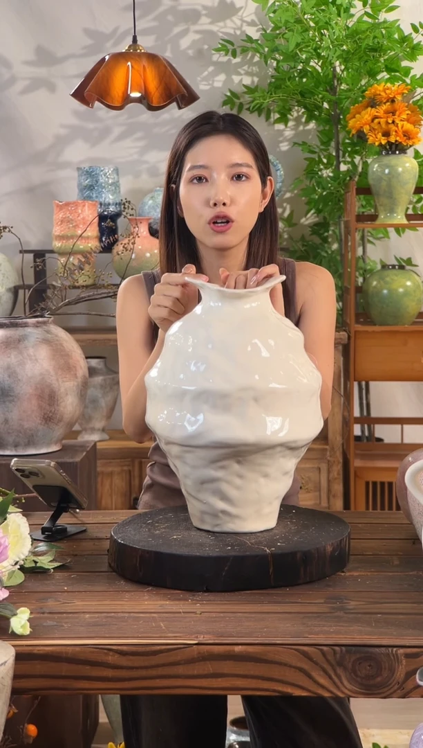 【禅意净版高款new】异形不规则陶瓷花瓶侘寂风客厅插花装饰摆件