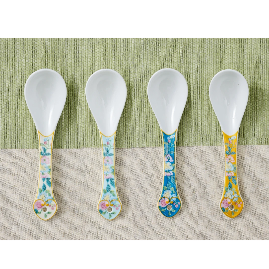 骨瓷百鸟和鸣小勺4把 轻奢高档家用餐厅小汤勺#F9508J