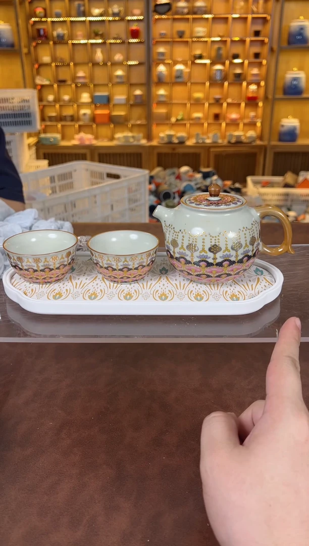 瓷片鸣盏居11111111珐琅壶套组