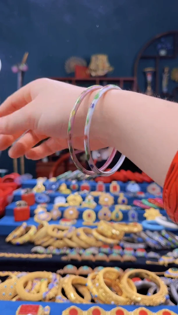 【闪购商品】非遗绝技 景泰蓝银蓝叮当镯 粉白