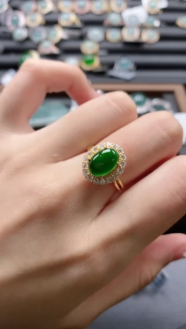 【闪购商品】翡翠戒指银S925镶嵌5151