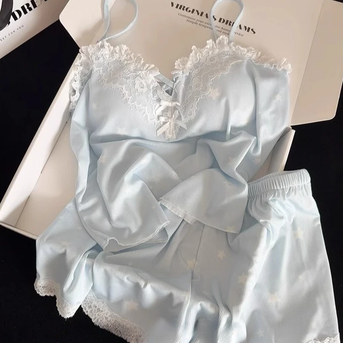 【DMXJ大梦想家】纯欲风夏日海星吊带睡衣女带胸垫可爱甜美家居服