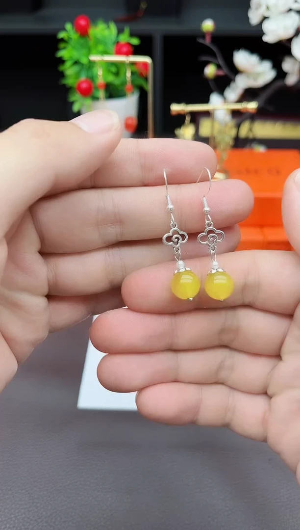 玛瑙/玉髓耳饰银S925镶嵌702000