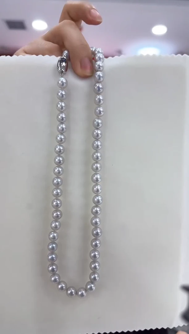 未镶嵌海水珍珠NN灰珠项链@@A1745
