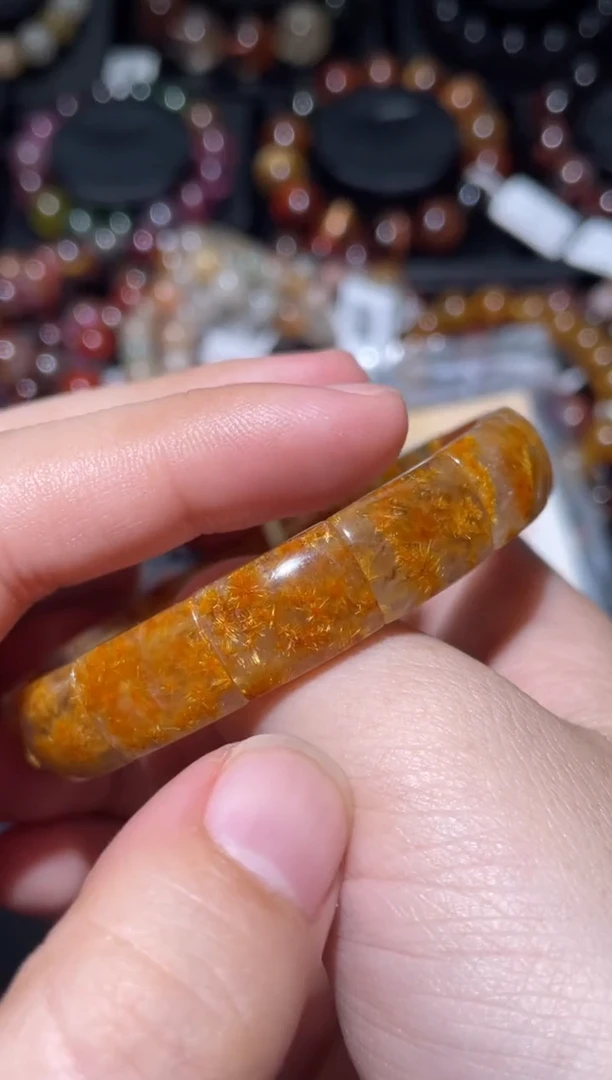 未镶嵌珠宝半成品水晶飒***A钛晶花手牌-06