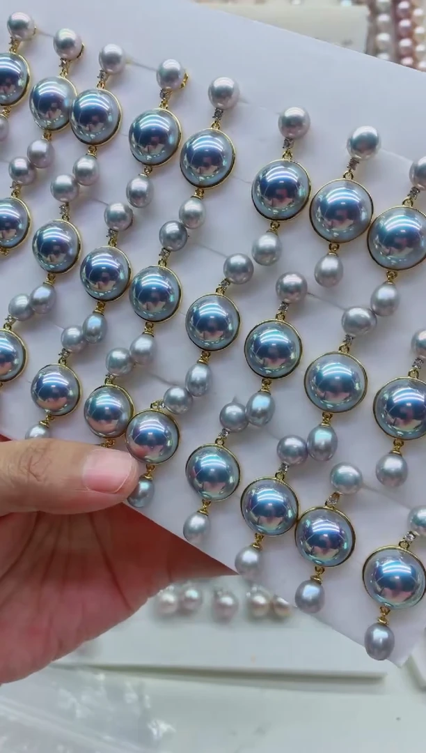 合金淡水珍珠耳饰多样性发其一，非无暇