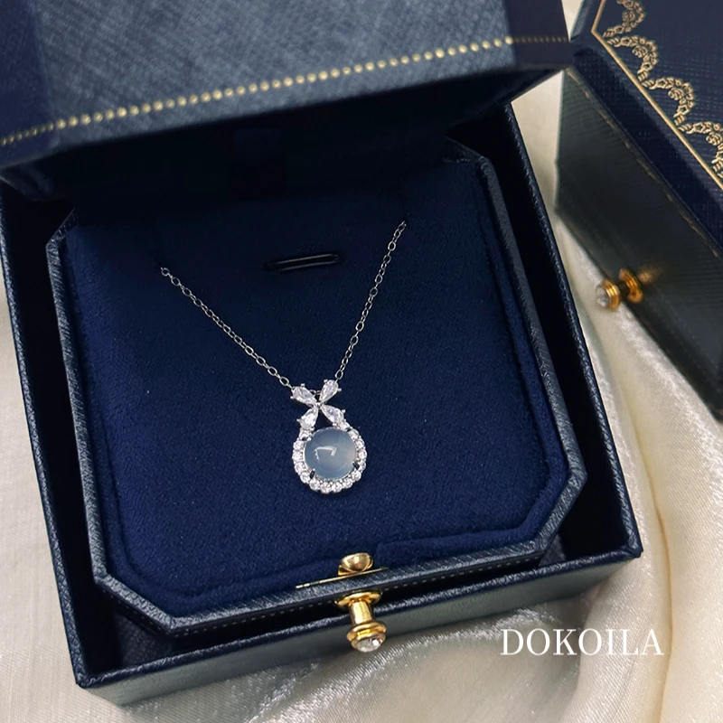 DOKOILA999足银玉髓蝴蝶结项链女温妮公主轻奢送闺蜜生日礼物