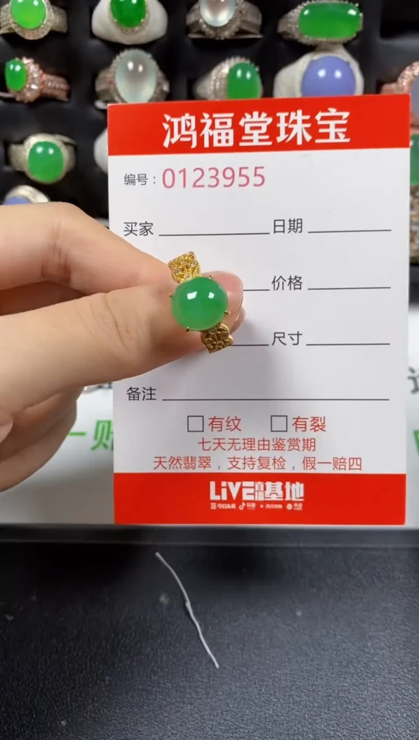 银S925镶嵌戒指翡翠3955