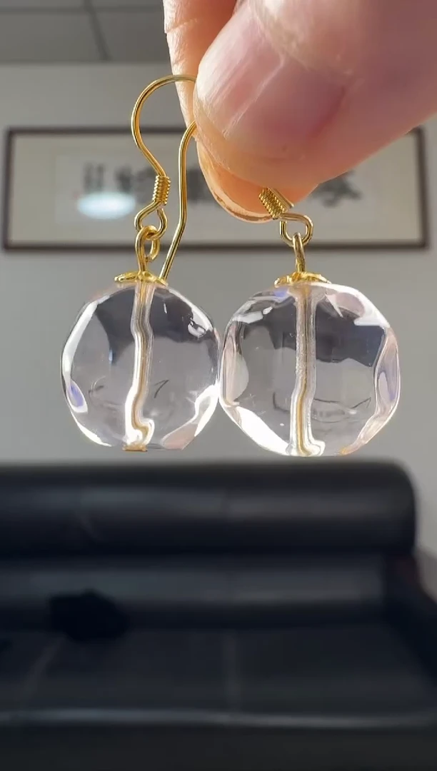 银S925镶嵌耳环水晶天然