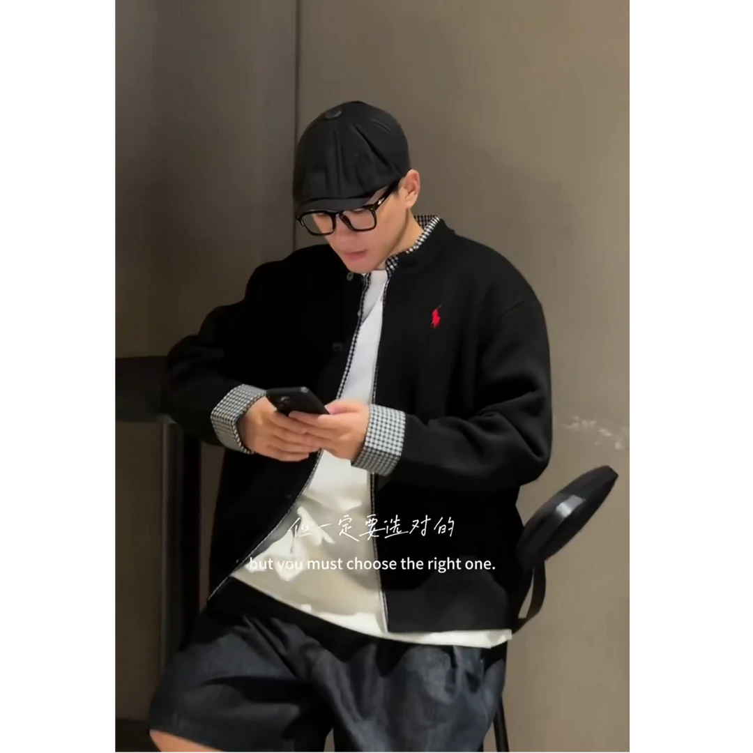 “影紋叠奏  云织毛衣” 假两件针织外套男时尚潮流穿搭高级感上衣