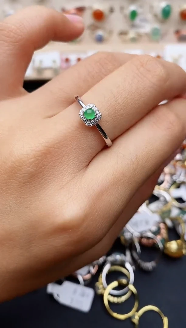 【闪购商品】翡翠戒指银S925镶嵌缅甸翡翠