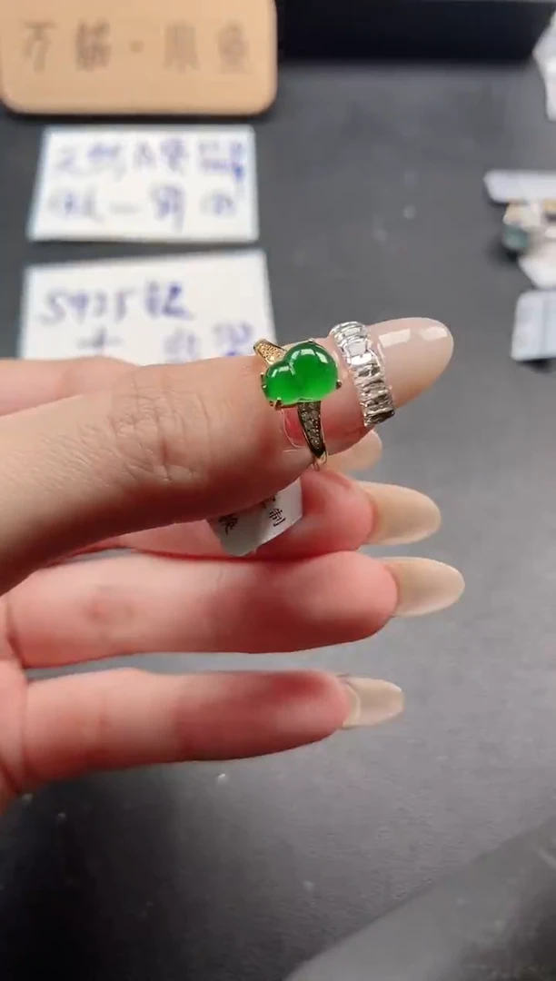 银S925镶嵌戒指翡翠51511