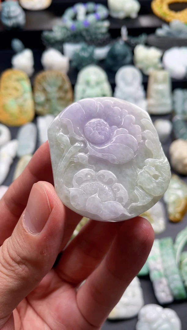 颈饰未镶嵌翡翠26  天然翡翠a货  花鸟