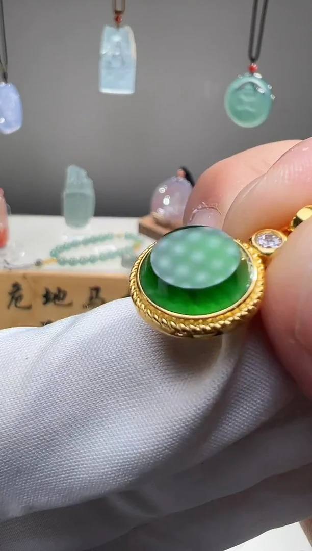 吊坠(不含链)银S925镶嵌翡翠无事牌