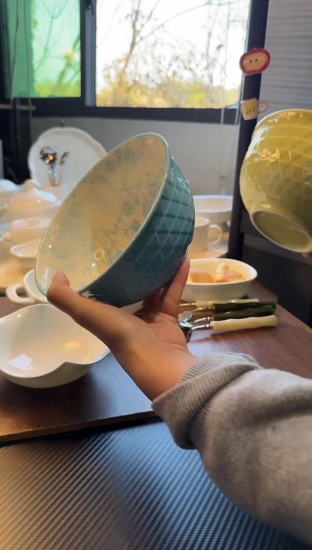 陶瓷7.3英寸蓝色面条碗