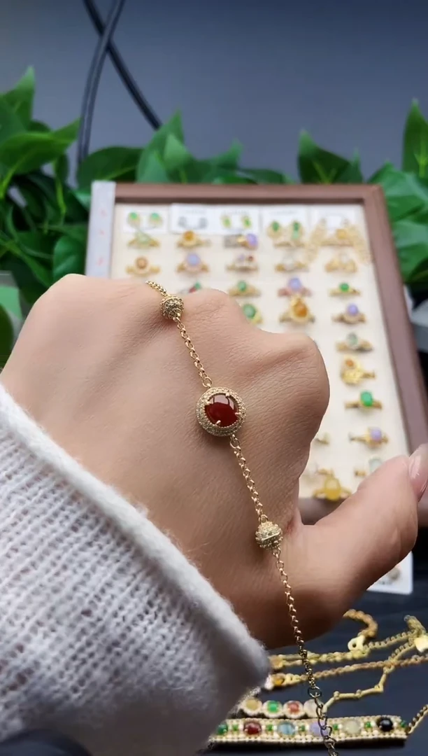 银S925镶嵌手链翡翠1