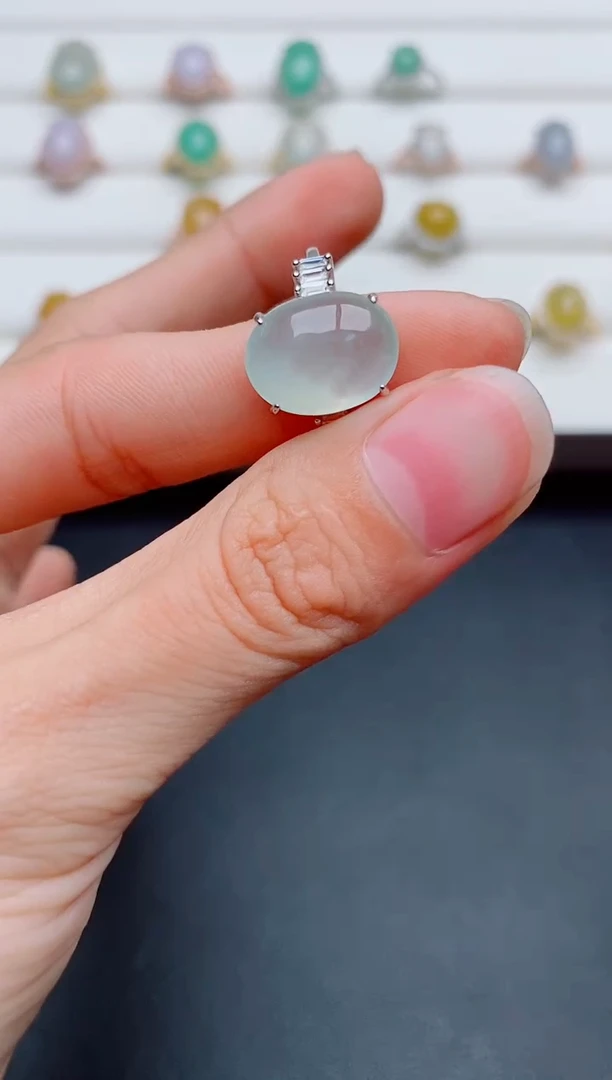 银S925镶嵌戒指翡翠1