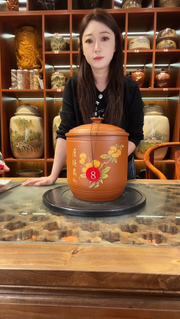 罐云南建水紫陶七饼复烧缸@8