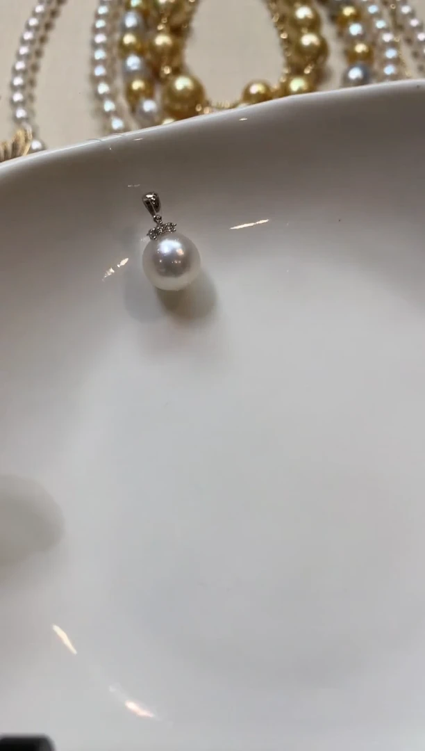 海水珍珠18K金镶嵌吊坠(不含链)a145 母亲节礼物