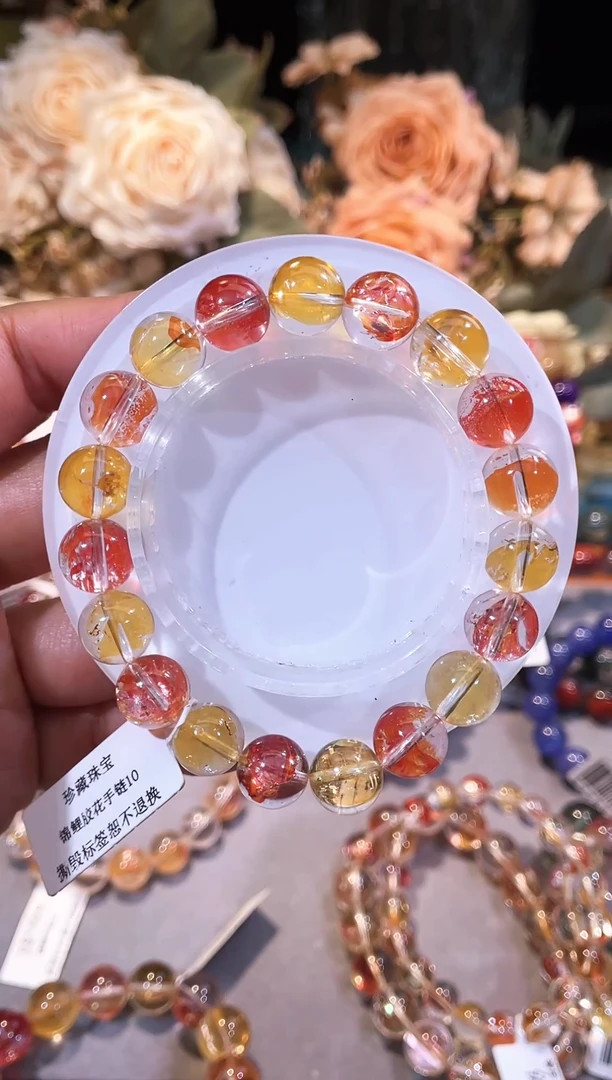 未镶嵌手串水晶锦鲤胶花单圈11m+