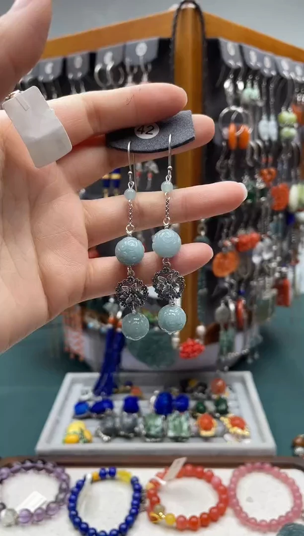 【闪购商品】翡翠耳饰银S925镶嵌饰品