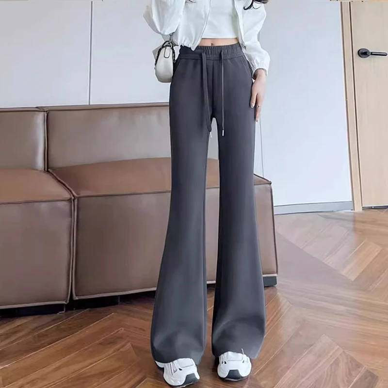 垂感瑜伽微喇裤子深灰色秋装女款爆款2025新款小个子宽松休闲卫裤