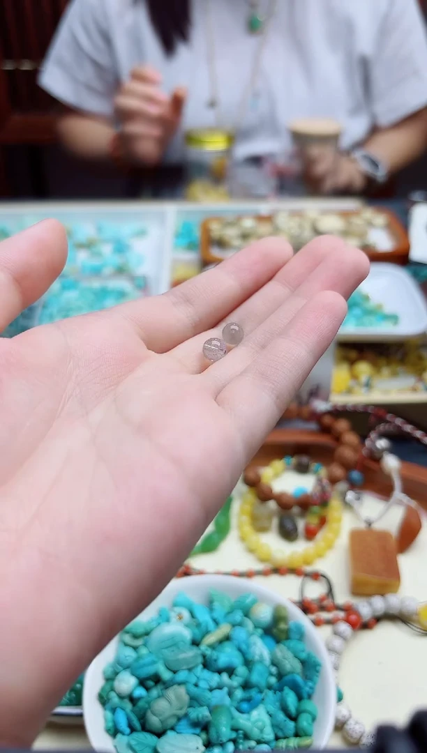 配饰未镶嵌拉长石灰月光6mm+配饰一对GW