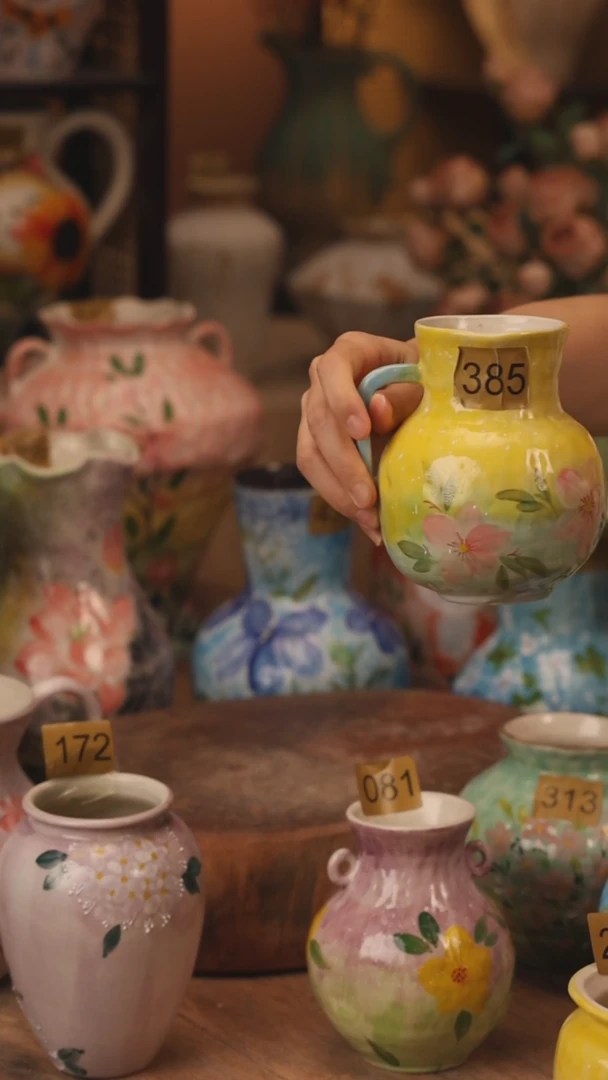 陶瓷385景德镇设计师手作花器摆件侘寂风