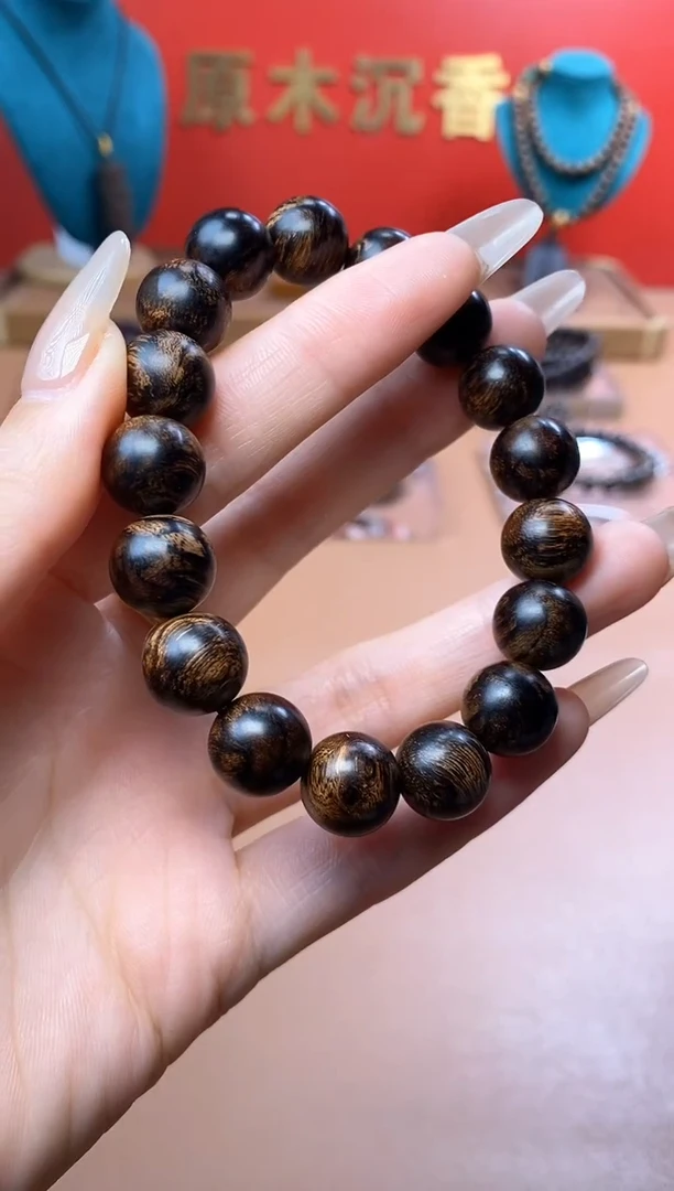 【闪购商品】沉香手串Y沉水越南芽庄白棋楠瘿子留疤12单圈