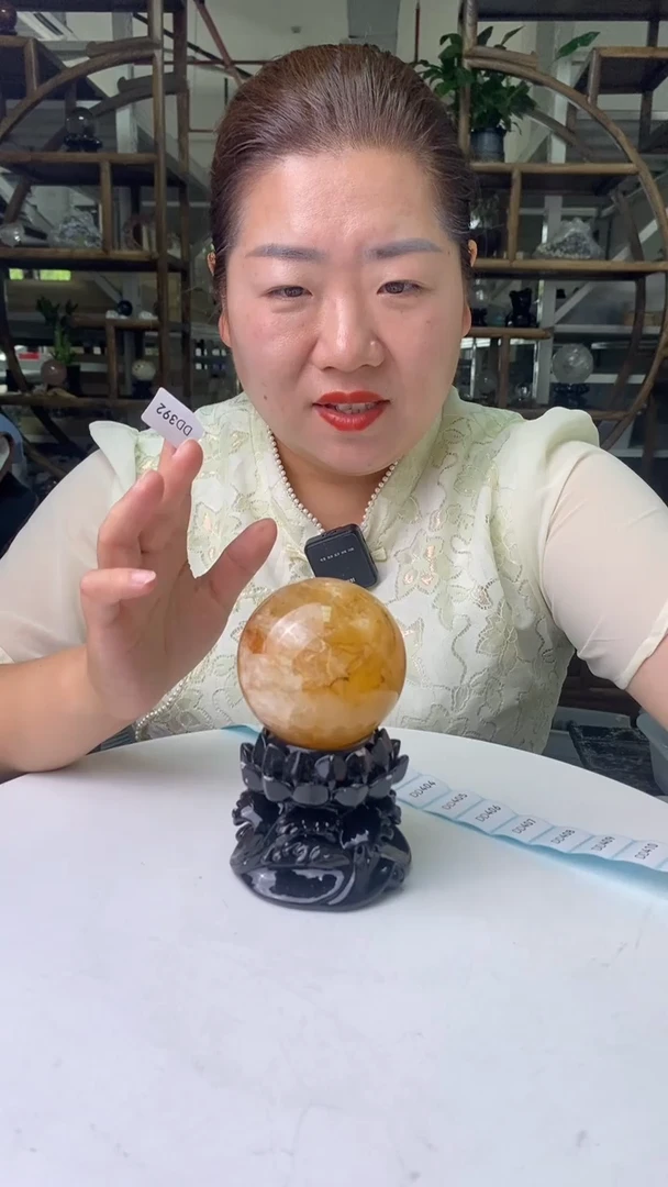 水晶珠宝半成品未镶嵌黄胶花球D392