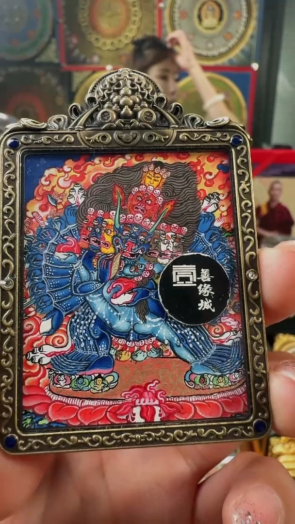 吊坠壹善缘城手绘唐卡大威德