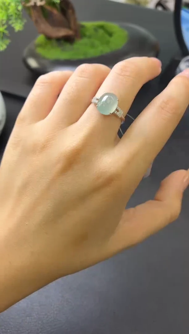 翡翠戒指银S925镶嵌戒指