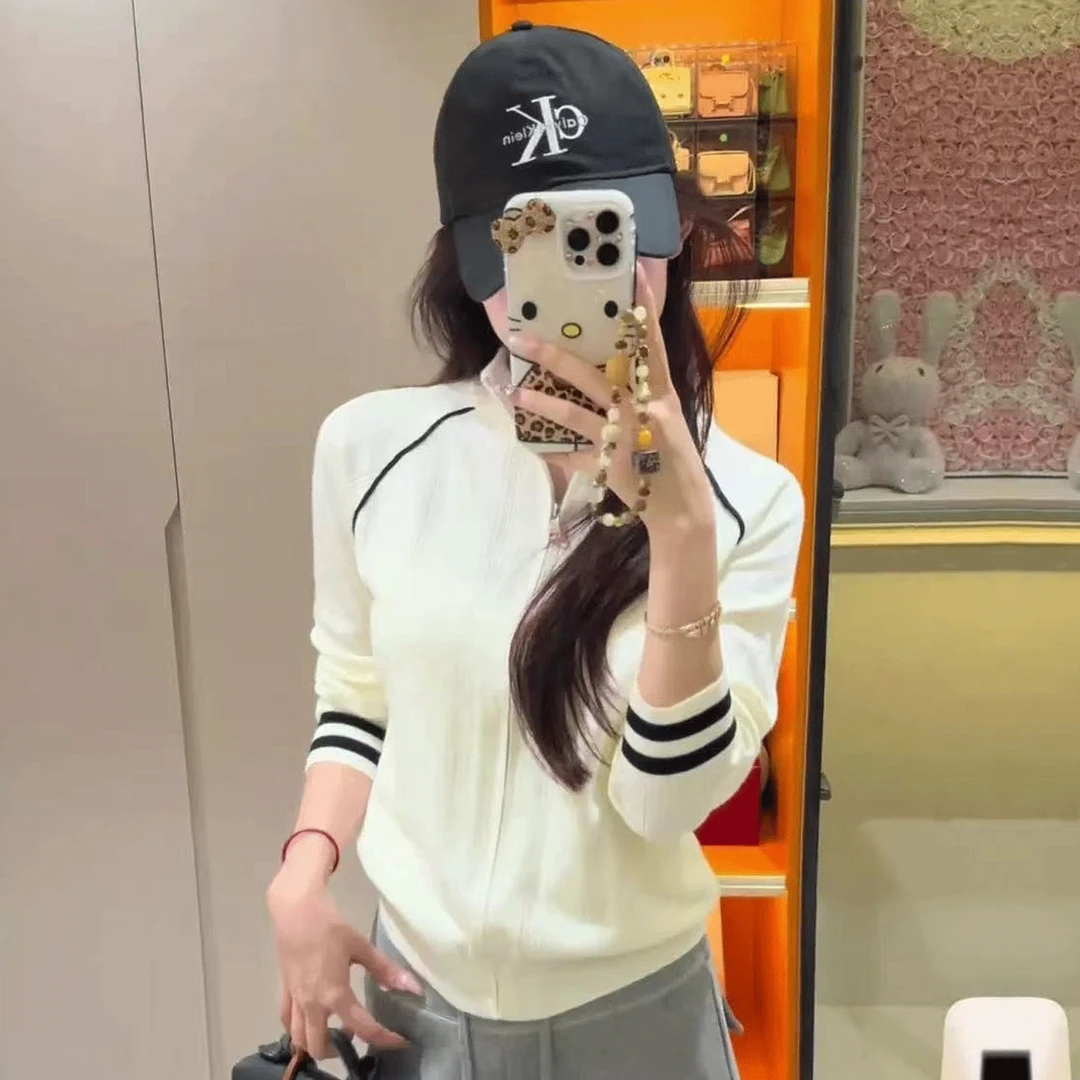 学院风立领针织开衫外套2025小个子氛围感穿搭韩系上衣女D1-51