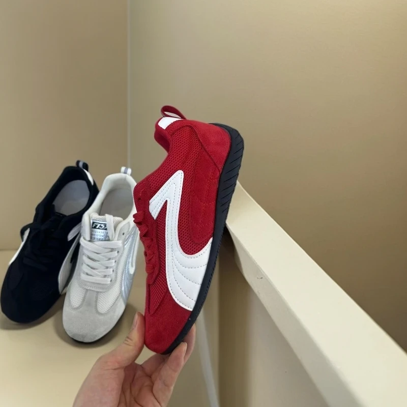 复古内增高德训鞋女2025秋季新款百搭拼色时尚轻便防滑鞋K11